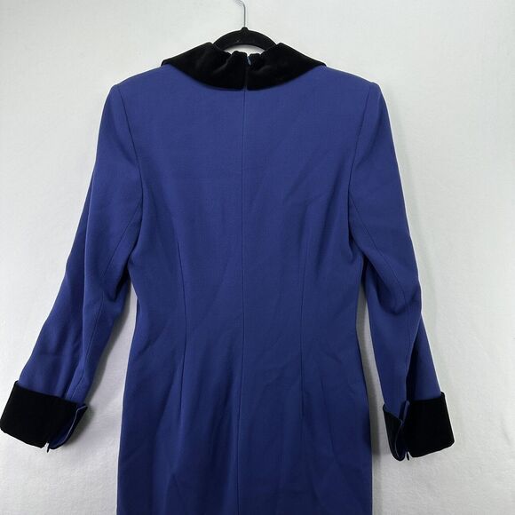 Vintage CELINE PARIS Wool Velvet Collar Cuffs Dress Purple Long Sleeves Sz 38 - Picture 11 of 16